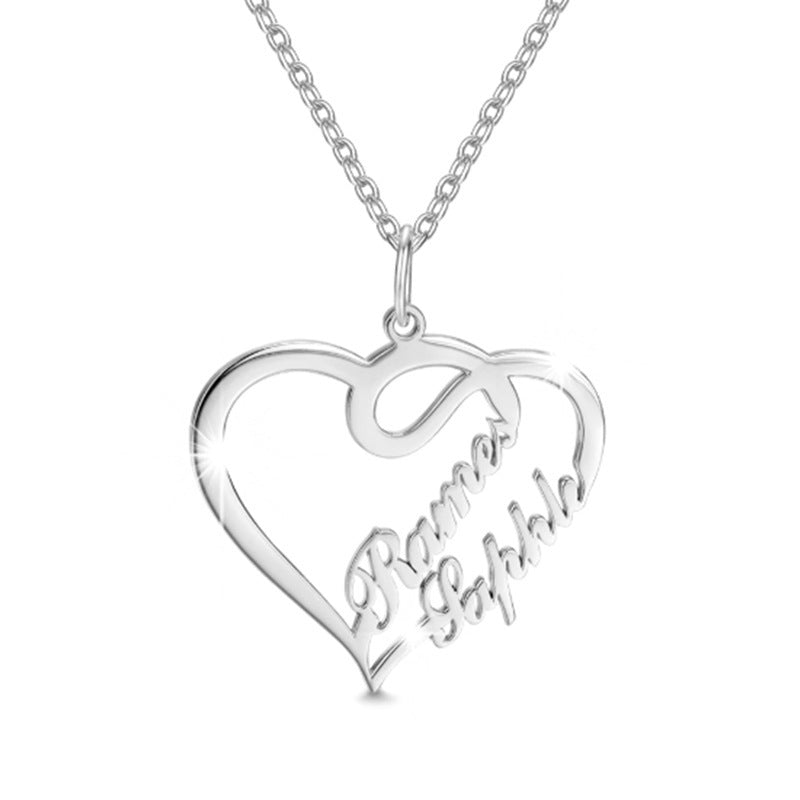 Double Heart Necklace  Stainless Steel For Women