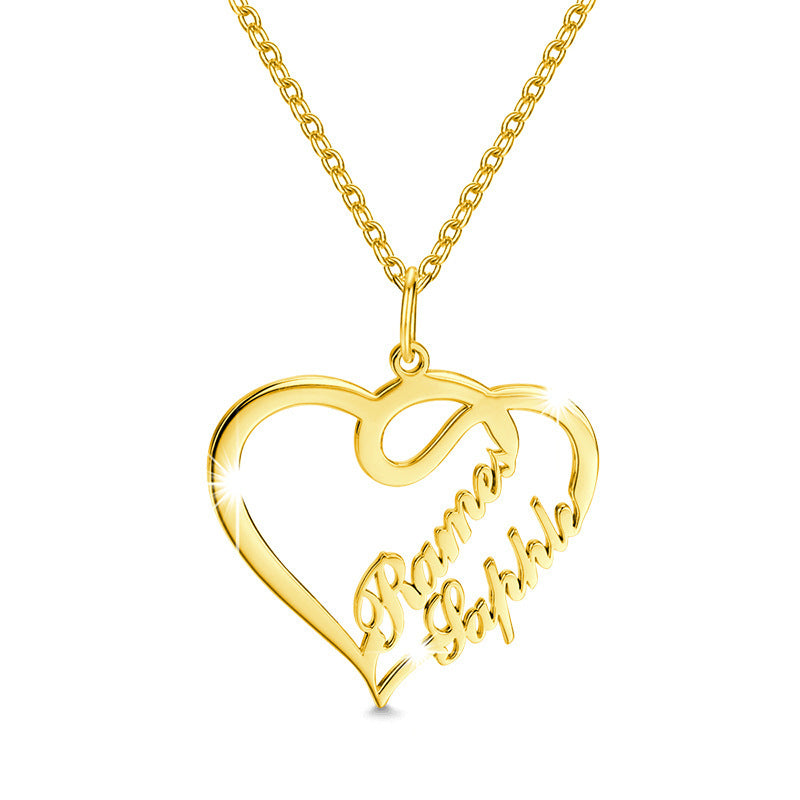 Double Heart Necklace  Stainless Steel For Women