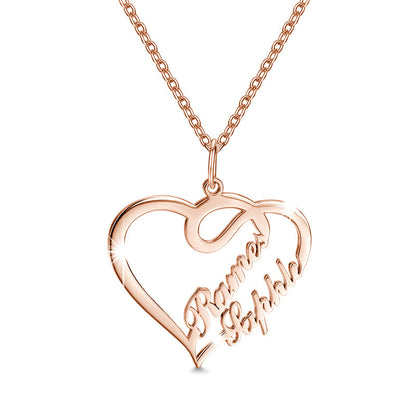 Double Heart Necklace  Stainless Steel For Women