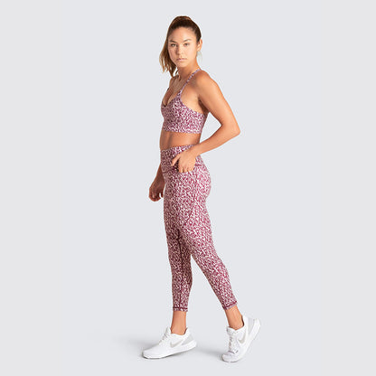 Printed Pocket Halter Bra Trousers  Fitness  Suit