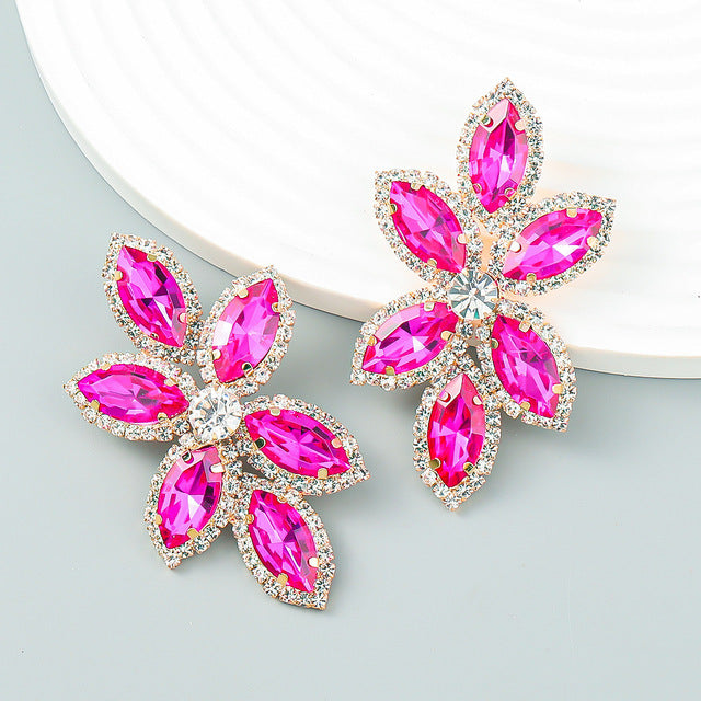 Six-side Colorful Crystal Earrings